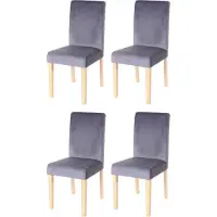 Chefgastro 4er-Set Esszimmerstuhl Stuhl Küchenstuhl klassisch und zeitlos | HxBxT 90x43x56cm | Sitzhöhe 45cm | Samt MVG- | helle Beine | Grau