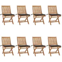 vidaXL Möbel Klappbare Gartenstühle mit Kissen 8 Stk. Massivholz Teak - Gartenstühle 3072869