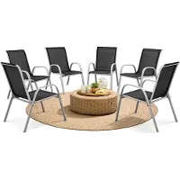 Mojawo 6xOutdoorstuhl Gartenstuhl Stapelstuhl Metall Silber Textilen Schwarz