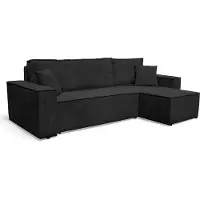 M-Punkt Wohnlandschaft Ecksofa Schwarz COMO Cord mit Bett Sofa Schlafsofa Ottomane rechts links universell