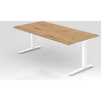 Proregal - Büromöbel mit top Leistungsdaten Schreibtisch Mika | Asteiche | Weißes Gestell | BxT 200x100cm | Arbeitshöhe 65-85cm | höhenjustierbar, 1cm Raster | C-Fuß-Gestell | Rechteckform