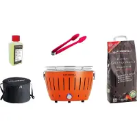 LotusGrill S Small Kompakt Starter-Set Mandarinenorange Holzkohlegrill 5 teilig