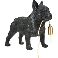 Beliani Tischlampe Schwarz Kunstharz 43 cm Hoch 1-Flammig Glühbirnen-Optik Tiermotiv Hund Langes Kabel mit Schalter Glam Nachttischlampe Leselampe