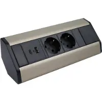 Design Light DesignLight CORNERBOX Edelstahl gebürstet, 2x SCHUKO Steckdose, 1x USB A, 1x USB C / Ecksteckdose / Mehrfachsteckdose