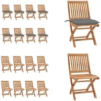 vidaXL Klappbare Gartenstühle mit Kissen 8 Stk. Massivholz Teak - Gartenstuhl - Gartenstühle - Holzstuhl - Holzstühle