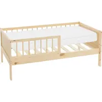ML-Design Kinderbett mit Matratze, 70x140 cm, Natur, Hausbett mit Lattenrost und Rausfallschutz, Massivholz Einzelbett für Kinder, Jungen & Mädchen