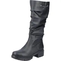 Rieker Damen Stiefel Langschaft Blockabsatz Kette 76891, Größe:38 EU, Farbe:Schwarz