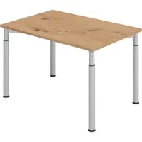 Bümö Schreibtisch Serie-Y - Gestell: Silber, Nachbildung: Asteiche, Größe: 120 x 80 cm