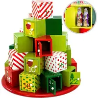 Spiel Werk Adventskalender zum Selbstbefüllen 24 Türchen Nachhaltig Wiederverwendbar Kinder Mädchen Jungen Weihnachtskalender DIY Holz Dekoration, Model:Adventskalender Rund