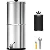 Lixada Wasserfiltersystem 1 Gallone Edelstahl Aufsatzsystem mit Filtern K8779 Ohne Halterung