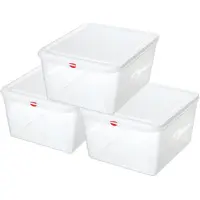 BRB-Lagertechnik 3 Transparente Aufbewahrungsbox mit Deckel, LxBxH 530x325x200 mm, 28 Liter