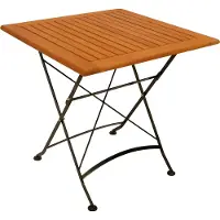 Degamo Gartentisch Bistrotisch Klapptisch HOFGARTEN 75x75cm, Flachstahl schwarz + Eukaylptus, klappbar