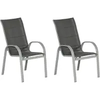 Merxx Gartensessel Amalfi 2er Set, stapelbar, gepolstert, hohe Rückenlehne - Aluminium/Textil