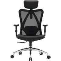 Sihoo Profi Bürostuhl M18-M148 Ergonomischer Schreibtischstuhl mit Armlehnen (höhenverstellbar) Stoff / Netzstoff Schwarz Drehstuhl für Büro, Zuhause