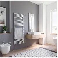 Schulte Elektrischer Handtuchwärmer Europa Heizstab links 60 x 153,5 cm 600 W mit Schukostecker weiß