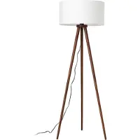 LINDBY Stehleuchte Charlia, weiß, Walnussholz, Höhe 150 cm
