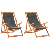 vidaXL Strandstühle 2 Stk. Klappbar Grau Stoff