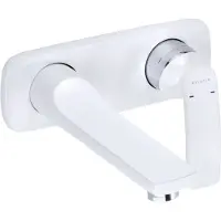 Kludi BALANCE Unterputz-Waschtisch-Zweiloch-Wand-Einhandmischer, Ausladung Wandauslauf 185mm, 522469175, Farbe: Weiß / Chrom
