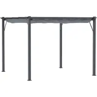 Fortuna Lai Pergola Pavillon Terrassenüberdachung mit Schiebedach, Garten, Aluminium, Kohlegrau+Dunkelgrau, 3x3x2,23m