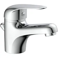 Schutte MAGNA, Waschtischarmatur mit Zugstange, Wasserhahn Bad mit Ablaufgarnitur, Chrom