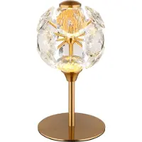 Globo Tischleuchte Metall goldfarben, K9 Kristalle klar, Kabel PVC schwarz, Wippschalter am Kabel, ø: 150mm, H: 260mm, Kabellänge 1500mm, inkl. LED 8W 230V, 900lm Source, 600lm Output, 3000K