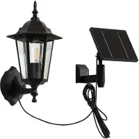 LINDBY LED-Solarwandleuchte Sayata, schwarz, Alu, Laterne