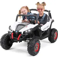 Actionbikes Motors UTV Buggy MX | 4x4 Allrad - Kinder Elektro Auto - 2,4 GHz Fernbedienung - 2 x 12 V Motoren - USB - AUX - Bluetooth (Schwarz/Weiß)