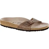 Birkenstock Madrid Crafted rivets Damen Nubukleder Pantolette mit Nietenschmuck, Farbe:Crafted rivets tabacco, Größe:38, Weite:Schmal
