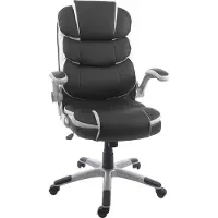 Mendler Bürostuhl MCW-F80, Schreibtischstuhl Chefsessel Drehstuhl, Kunstleder schwarz