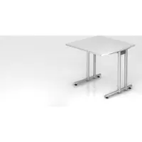 Proregal - Büromöbel mit top Leistungsdaten Schreibtisch Mauno | Weiß | BxT 80x80cm | Arbeitshöhe 72cm | höhenjustierbar 0-10 mm | C-Fuß-Gestell Silber | Rechteckform