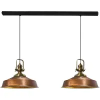 Bamyum Pendelleuchte Asletl Hängelampe aus Metall 2 Flammige, E27, Kupferfarben Vintage Lampe