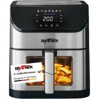 Grafner XXL Digitale Heißluftfritteuse 8 L, 100x Backpapier, LED Touchscreen, 7 Programme, 1800 Watt, Sichtfenster, Antihaft-Beschichtung, Fritteuse ohne Fett ölfrei, Edelstahl Air Fryer Friteuse