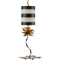 Flambeau Elstead Dominique Tischleuchte E27 Blattgold, schwarz und creme gestreift
