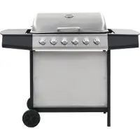 vidaXL Gasgrill mit 6 Flammen Edelstahl Silbern