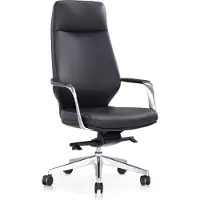 SalesFever Bürostuhl | Bezug Kunstleder | Gestell Aluminium | Lordosenstütze | B 63 x T 66 x H 120,5 cm | schwarz