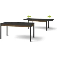 Bettso Hochbein Klapptisch Tisch PRESTIGO 160 bis 240 cm Schwarze Marmorplatte + Nussbaum