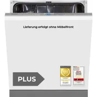 Exquisit PLUS Einbaugeschirrspüler 60 cm, Vollintegrierbar, 13 Maßgedecke, Startzeitvorwahl, 6 Spülprogramme, Power+, ECO-Modus, EGSP52113-E-030E silb