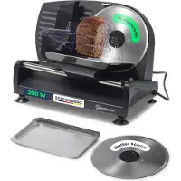 Sommertal Allesschneider AS190 DUAL 200 W Edelstahlmesser mit Wellenschliff und glatten Schliff, platzsparend, elektrische Schneidemaschine Brotschneidemaschine, Profi Aufschnittmaschine Modern 0-15mm