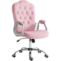 Vinsetto Bürostuhl, Ergonomisch Schreibtischstuhl mit Wippfunktion, Drehfunktion, Höhenverstellbar Computerstuhl, Samtopt, für Home Office, Rosa