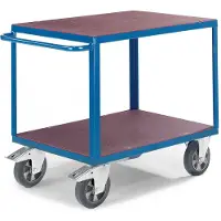 ROLLCART Schwerer Tischwagen mit 2 Ladeflächen aus Siebdruckplatten 1600x800mm