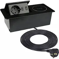 Design Light DesignLight ZEOBOX schwarz mit 1x Schuko, 1xUSB A und C und Induktionsladegerät / Tischsteckdose