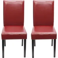 Chefgastro 2er-Set Esszimmerstuhl Stuhl Küchenstuhl klassisch und zeitlos | HxBxT 90x43x56cm | Sitzhöhe 45cm | Leder | dunkle Beine | Rot