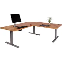 Mendler Eck-Schreibtisch MCW-D40, Bürotisch Computertisch elektrisch höhenverstellbar 178x178cm 84kg MVG eiche, grau