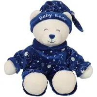 GIPSY TOYS – Babybär, leuchtet im Dunkeln – Kuscheltier für Kinder – Leuchtet im Dunkeln – In Geschenkverpackung – 24 cm – Blau – Beige