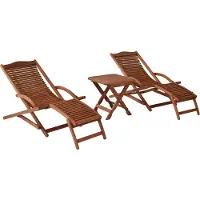 Merxx Gartenliegen Set 3tlg., 2 Schwungliegen, Klapphocker 50 x 50 cm - Eukalyptus