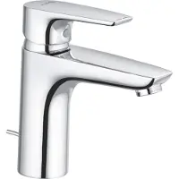 Kludi PURE&SOLID Waschtisch-Einhandmischer, Auslaufhöhe 100mm, mit Metall Ablaufgarnitur, chrom, 342900575