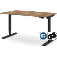 Assmann Elektrisch höhenverstellbarer Schreibtisch Y-Line Eiche Tabak Schwarz, 140x80cm, Memoryfunktion, Kollisionsschutz, 2-fach-Motorik