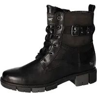 Mustang Damen Stiefelette warm gefütterter Schnürboot mit Schnalle 1443-601, Größe:40 EU, Farbe:Schwarz