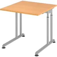 Bümö Schreibtisch Serie-Z - Gestell: Silber, Nachbildung: Buche, Größe: 80 x 80 cm