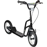 Globber muuwmi Roller Fun AIR – 12 Zoll Luftbereifung, Stahlrahmen, V-Bremse, Lenker höhenverstellbar, inkl. Ständer, schwarz